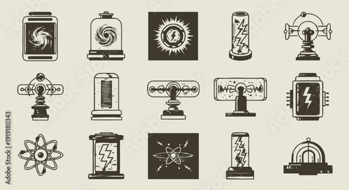 Collection of Various Black and White Icons.
