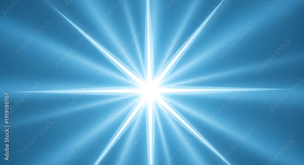 Obraz premium A bright light shines with rays emanating from it in a blue background