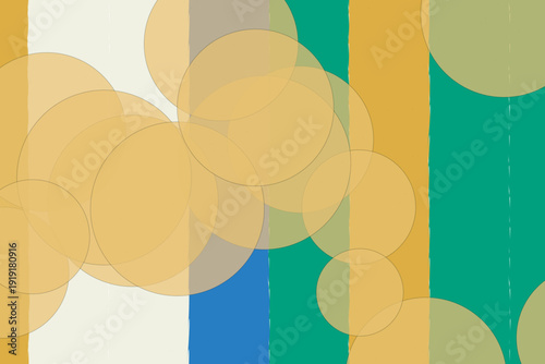 Overlapping translucent circles in yellow green blue and beige abstract background
