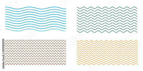 Waves line set. Wave ornament pattern. Set of wavy zigzag lines. Wave thin line background. Vector zigzag and wavy horizontal underline. Vector illustration