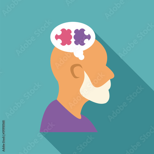 Senior man thinking about missing puzzle pieces representing memory loss