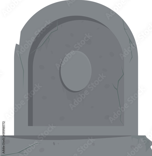 Old stone tombstone with cracks and weathered surface.