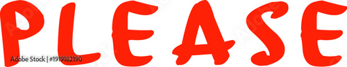 Bold red handwritten word 'please' on white background.