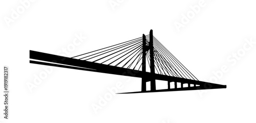 Cable stayed bridge silhouette