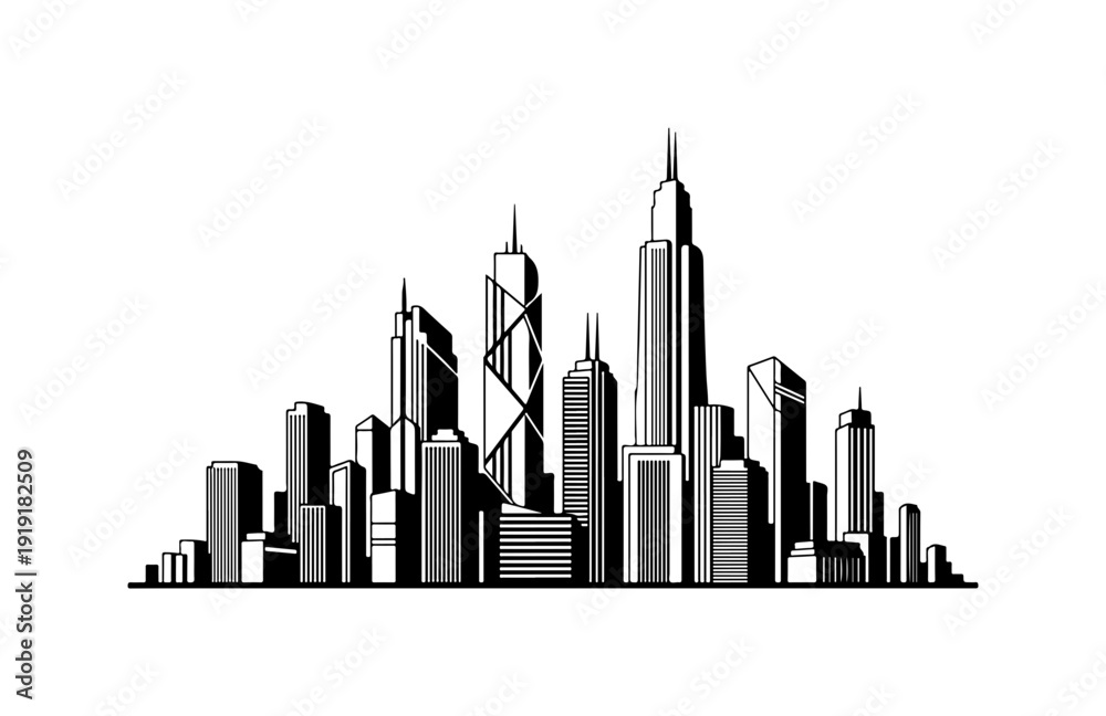 Obraz premium City skyline with modern skyscrapers