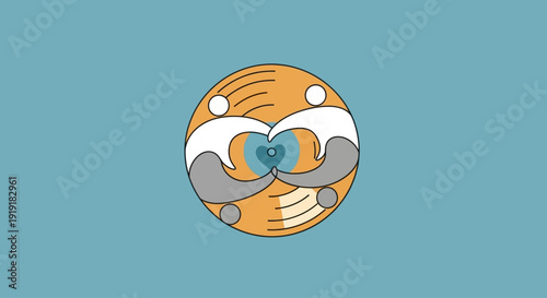 Vibrant emoticon with heart symbol on face