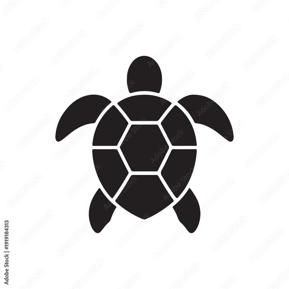 Obraz premium Sea Turtle Silhouette Vector Illustration with Geometric Shell Pattern