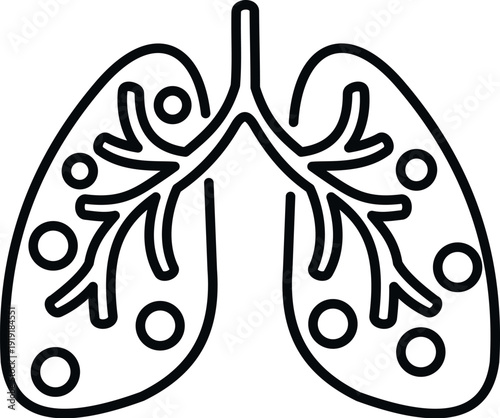 Human lungs organ line art representing breathing, anatomy, and medical concepts
