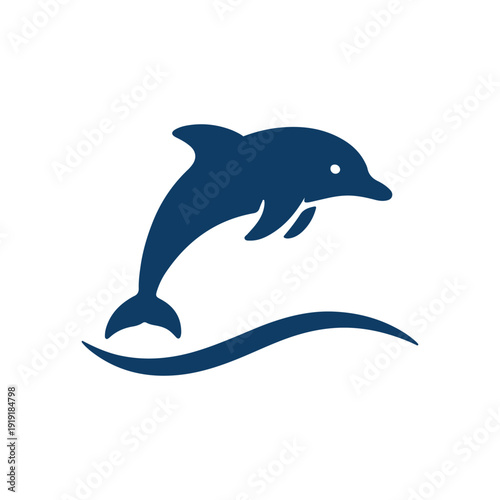 Dolphin Vector Illustration with Wave Motif in Minimal Style