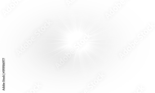 Yellow star flashed with sparkles sun isolated on white background. Soft glow without departing rays, sunlight with lens flare effect. PNG vector light effect.