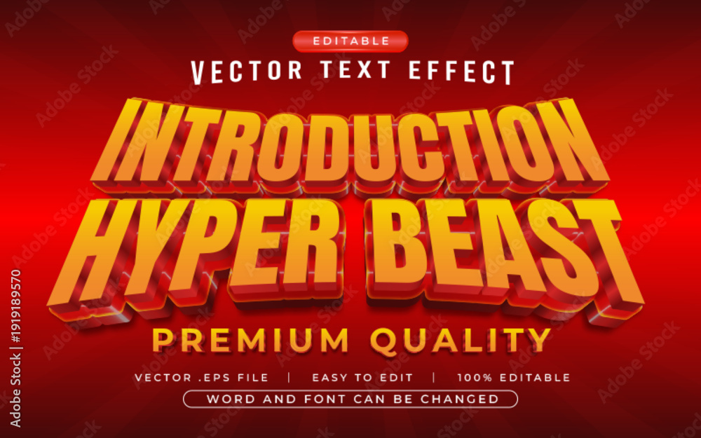 Fototapeta premium Introduction Hyper Beast 3D editable text effect style - Premium Vector