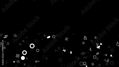 Dynamic Geometric Shapes Falling on Black Background Abstract Animation Loop