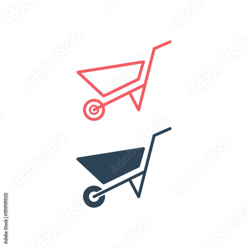 Wheelbarrow icons set, vector sign, style pictogram Symbol, logo illustration.