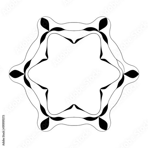 Mandala simples formas arredondadas simetria minimalista centro vazio em preto e branco para relaxamento zen rápido, colorir básico e equilíbrio sereno