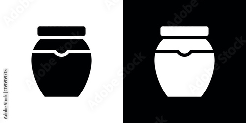 Black and white jar on split background container vessel
