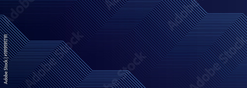 Dark blue abstract background with glowing horizontal blue stripes decoration. Minimalist and modern design. Vector illustration EPS. 3