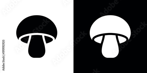 Black and white mushroom symbols fungi