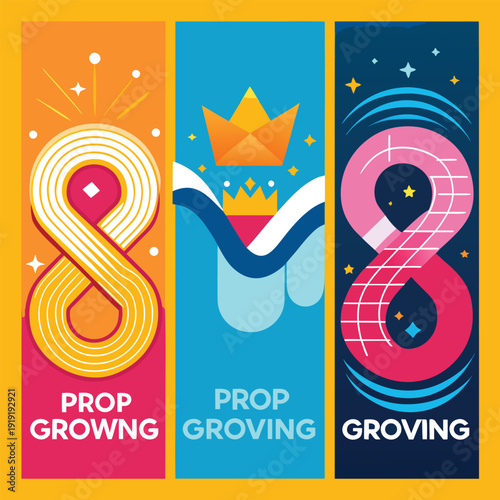 Vibrant banners with creative typography and design