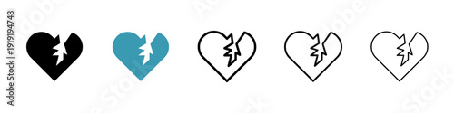 Broken heart icon in flat style. Basic vector symbol illustration