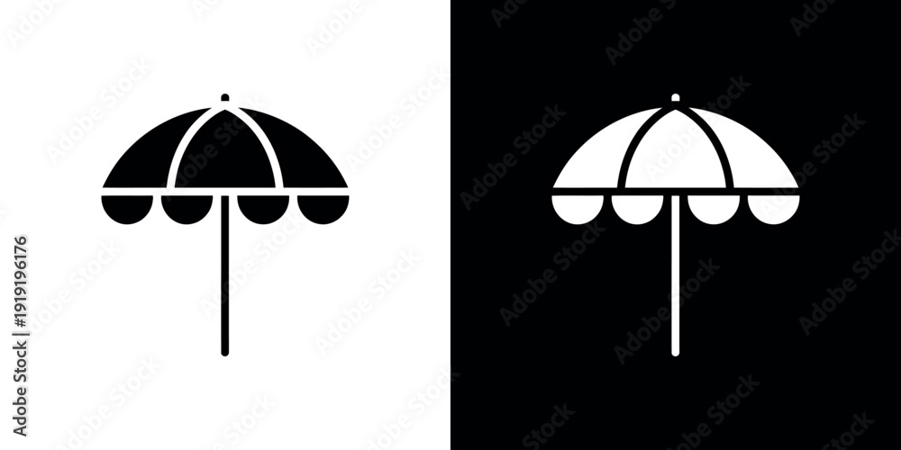 Fototapeta premium Black and white umbrella on split background symbol 1