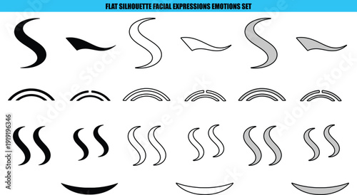 Black and gray abstract facial expression shapes emotion