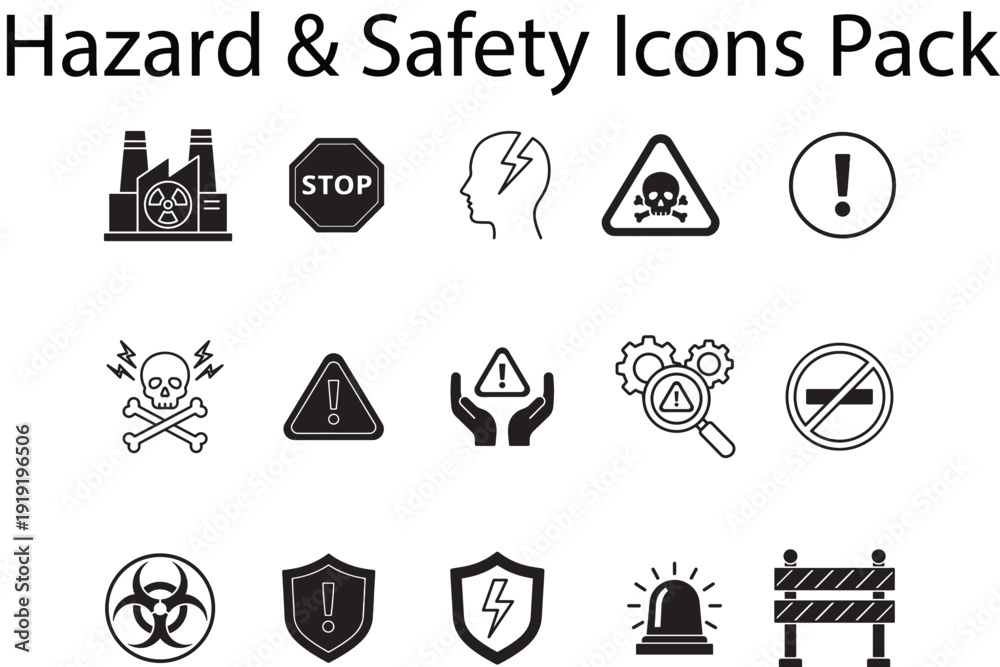 Ταπετσαρία Hazard and Safety Warning Icons Pack – Industrial, Construction, Public Safety S