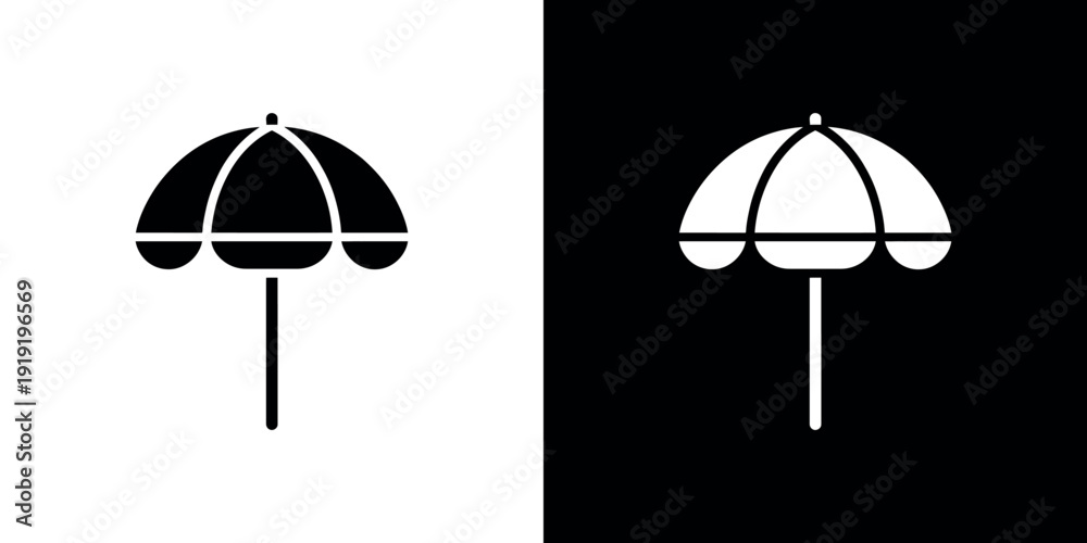 Fototapeta premium Black and white umbrella on split background symbol