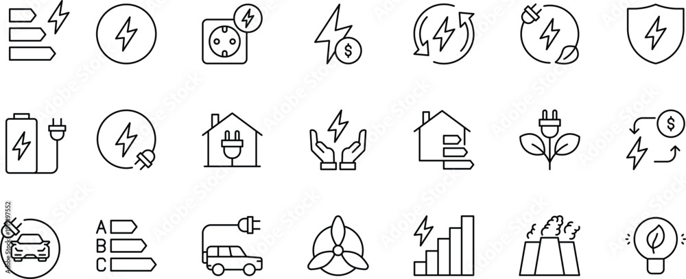 Fotografie Efficiency energy outline icon set