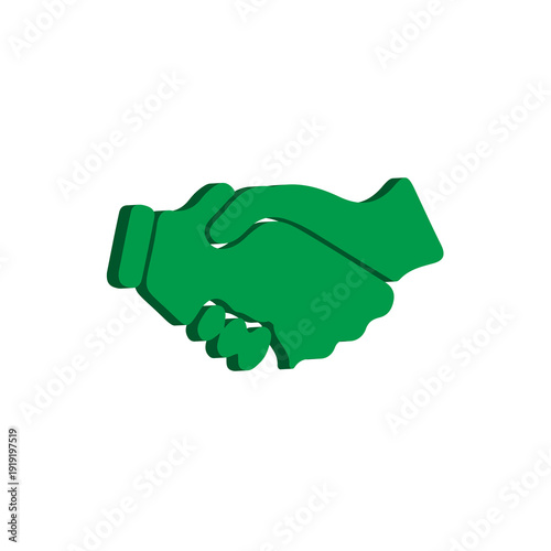 3D Green Handshake Icon – Business Partnership Agreement Symbol for Deal, Collaboration, Trust & Corporate Success Concept – High Resolution PNG Transparent Background