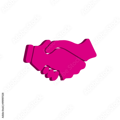 3D Pink Handshake Icon – Business Partnership Agreement Symbol for Deal, Collaboration, Trust & Corporate Success Concept – High Resolution PNG Transparent Background
