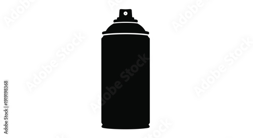 A black silhouette of a spray paint can against a white background
