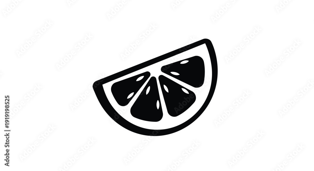 Εκτύπωση καμβά A simple black and white illustration of a single lime wedge