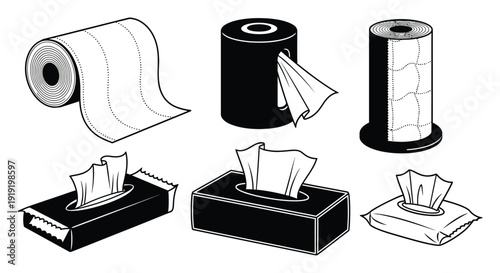 Tissue Paper Roll Vector Illustration Set