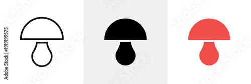 Mushroom in black and red white symbols