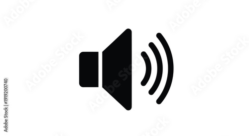 Simple black silhouette of a speaker icon with sound waves