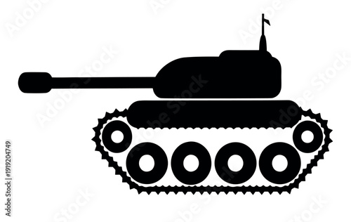 Print Tank icon. Army force combat vehicle with gun