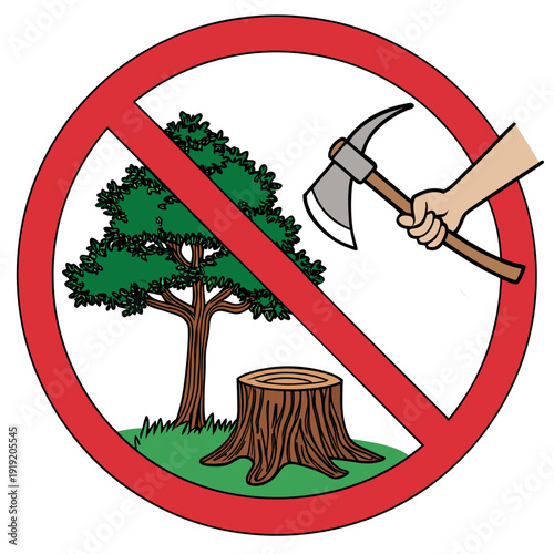 No cutting down trees allowed sign Vector