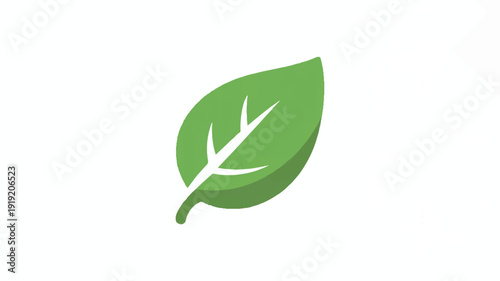 Simple flat vector icon of a single green leaf, signifying nature, health, and eco-friendliness. Clean and versatile graphic.