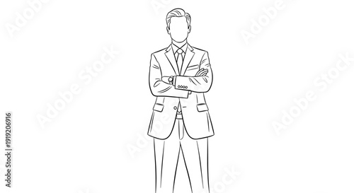 Professional businessman silhouette in suit with crossed arms