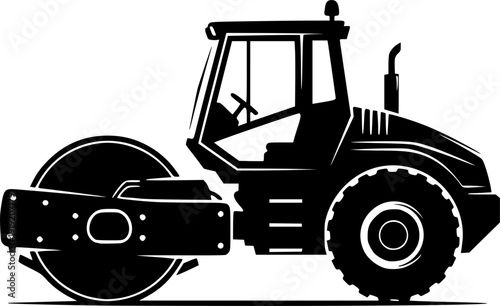road roller silhouette line art vector illustration with a white background
