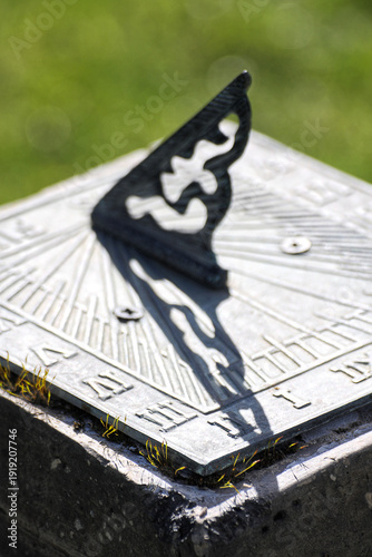 Sundial close up in garden