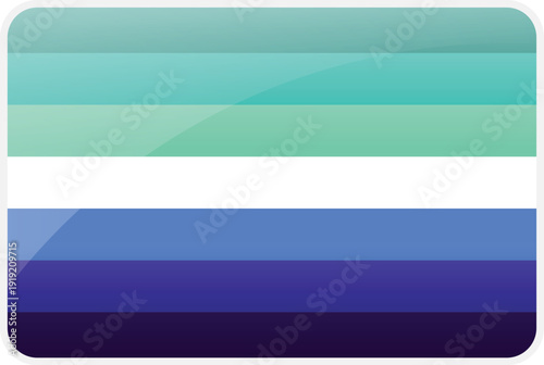 Glossy Gay Men Pride Flag 5-Stripes Version - LGBTQ+ MLM Vincian Identity Symbol Vector Graphic with Turquoise and Blue