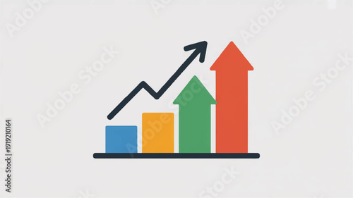 Dynamic flat vector illustration of an upward arrow, signifying upward mobility, positive change, and reaching new heights.