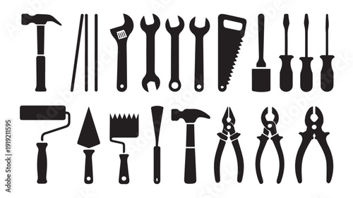 Comprehensive collection of essential hand tools for various construction, repair, and DIY projects