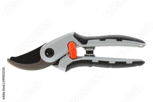 Garden secateurs on white background