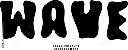 Wave Font - Wavy Bubble Alphabet Display Font in Psychedelic Retro Style with Round Fluid Shapes for Groovy Poster Design, Y2K Aesthetic Typography, and Fun Bold Children Graphic Vector
