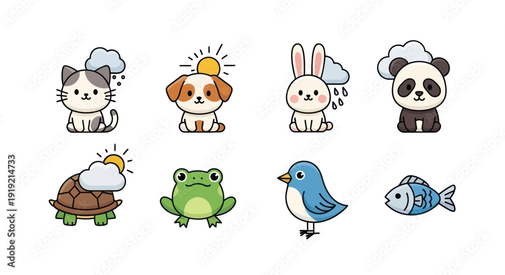 Obraz premium Cartoon animals collection isolated on white