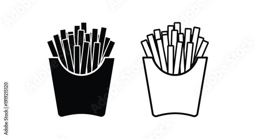 Two french fry containers one dark and one light in silhouette
