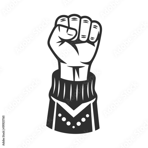 A clenched fist raised in a gesture of solidarity and resistance