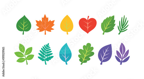 Leaf silhouette icon set for nature and botanical designs, perfect for projects
